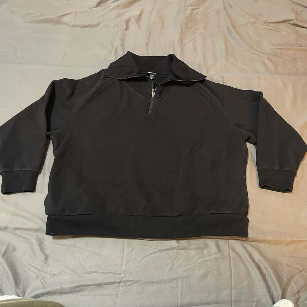 Athleta Half-Zip Sweatshirt Size XL Black Cotton Blend